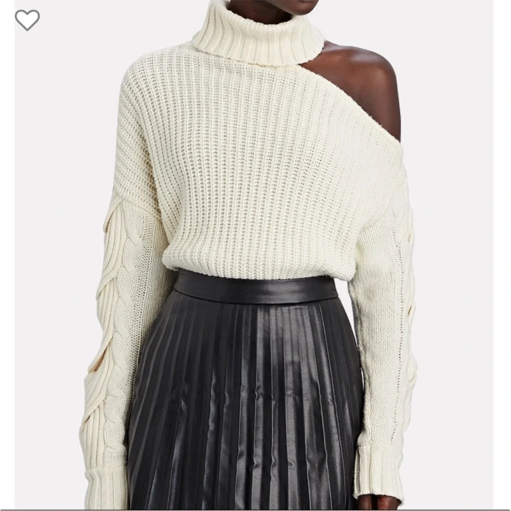 Jonathan Simkhai Aubrey Traveling Cable Knit Sweater One Shoulder Size Small - Picture 4 of 13